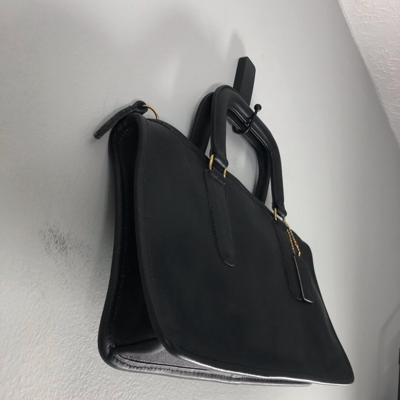 Vintage Rare Coach Black Leather Tote Satchel New York Original Paperwork Office - Picture 11 of 16